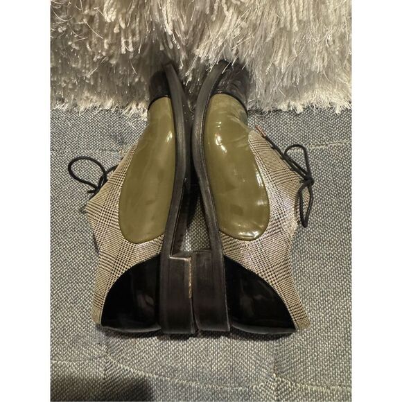 THE OFFICE OF ANGELA SCOTT Ms. Baker Khaki Glen Plaid Leather Women's Toe Cap Ox - Picture 7 of 10
